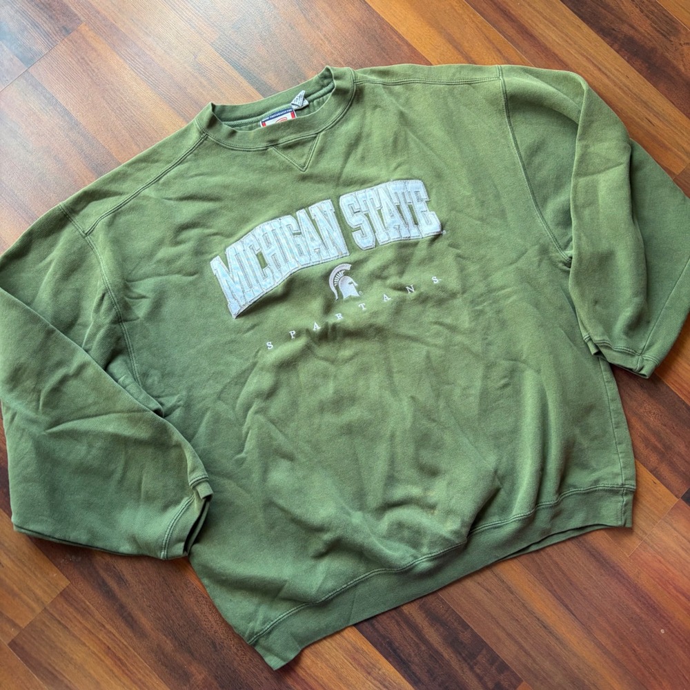 Cadre Athletic Michigan State Spartans Sweatshirt XL Olive Green Vintage Style